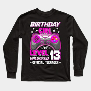 Birthday Girl 13 Years Old Video Game Teenager Long Sleeve T-Shirt